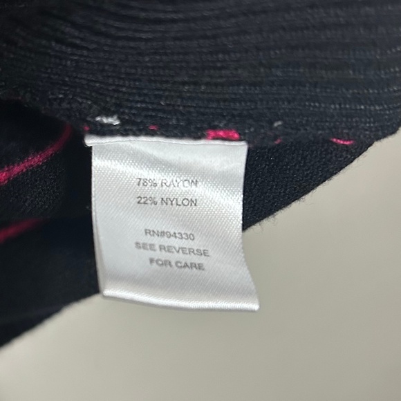 Women's Sweater XL Black Pink Stripe Colorblock Boat Neck 3/4 Sleeve Casual Top - Picture 4 of 8